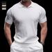Men's Clothing Summer New Short Sleeved Sweater Men's Ice Silk Polo Shirt V Neck Lapel Slim Business T Shirt_viptrois.com