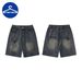 Men's TIDEEKU Men's Clothing | Light blue retro washed distressed spider print denim shorts men's straight loose pants_viptrois.com