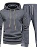 Men's Waffle Jacquard Hooded Tracksuit Set - Lightweight Casual Two-Piece Outfit For Fall & Winter (White, Light Grey, Dark Grey, Black, Beige)_viptrois.com