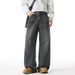 Men's Clothing Lightning Cat Whisker Washed Distressed Jeans For Men Autumn Trendy Retro Rivet Straight Pants American Casual Trousers_viptrois.com