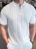 Men's Semi-Zip Short Sleeve Knit Shirt - Breathable Lightweight Pullover With Stylish Lapel Collar, Wrinkle-Free & Machine Washable_viptrois.com