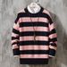Men's Striped Round Neck Sweater – Soft Acrylic Pullover For Autumn & Winter (White/Yellow/Green/Pink/Blue, M-2XL)_viptrois.com