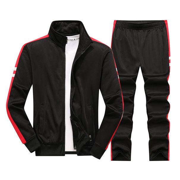 Men's Running Tracksuit Set | Zip-Up Hoodie & Joggers | Lightweight Polyester | Gym To Streetwear (Black/Navy/Light Gray)_viptrois.com