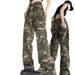 Loom European American High Street Ink Splash Camouflage Flared Pants For Men With Multiple Pockets, Retro Hip-Hop Casual_viptrois.com