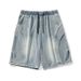 Men's Clothing Loose Leaf Split Design Denim Shorts Men Summer New Style Washed Old Fashion Brand Loose Casual Five Point Pants_viptrois.com