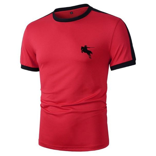 Men’s Stretch-Fit Graphic Print T-Shirt – Breathable Short-Sleeve Slim Fit Tee For Streetwear & Gym (S-XXL, Red)_viptrois.com