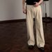 JMWH 70% Haute Couture Linen Trousers A-shaped Version All-inclusive Edge Inner Summer Upstart Luxury Straight Casual Trousers_viptrois.com