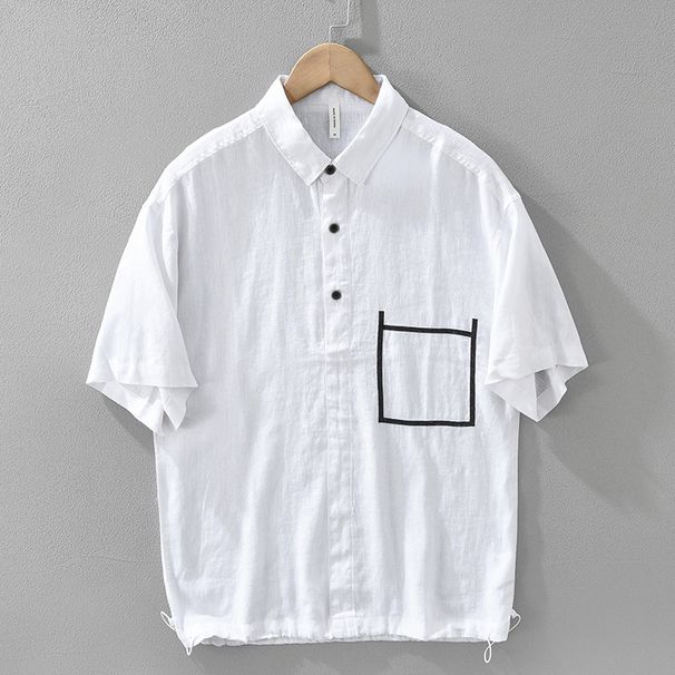 Linen Fresh Short Sleeved Shirt For Men, Fashionable And Versatile, Artistic And Casual, Loose And Breathable Top_viptrois.com