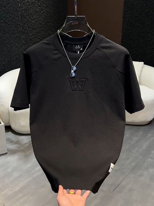 Men's Clothing Men's Heavyweight Breathable T-Shirt High End Embossed Loose Short Sleeve Trendy Popular Top For Casual Wear_viptrois.com
