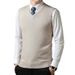 Spring And Autumn Wool Solid Color For Middle-aged Men, High-end V-neck Knitted Sweater, Warm Sleeveless Vest_viptrois.com
