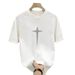 High Quality Pure Cotton Base Shirt With Brand Printing, Korean Versatile Half Trendy For Men, Round Neck Short Sleeved_viptrois.com