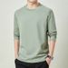 Heavyweight 100% Cotton Long Sleeve T-Shirt Men's Solid Color Base Shirt 2025 New Style Top Spring Autumn Round Neck_viptrois.com