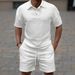 Men's Solid Color Fashion Casual Short Sleeved T-Shirt And Shorts Set Solid Color Short Sleeve T-Shirt And Cargo Shorts Combo_viptrois.com