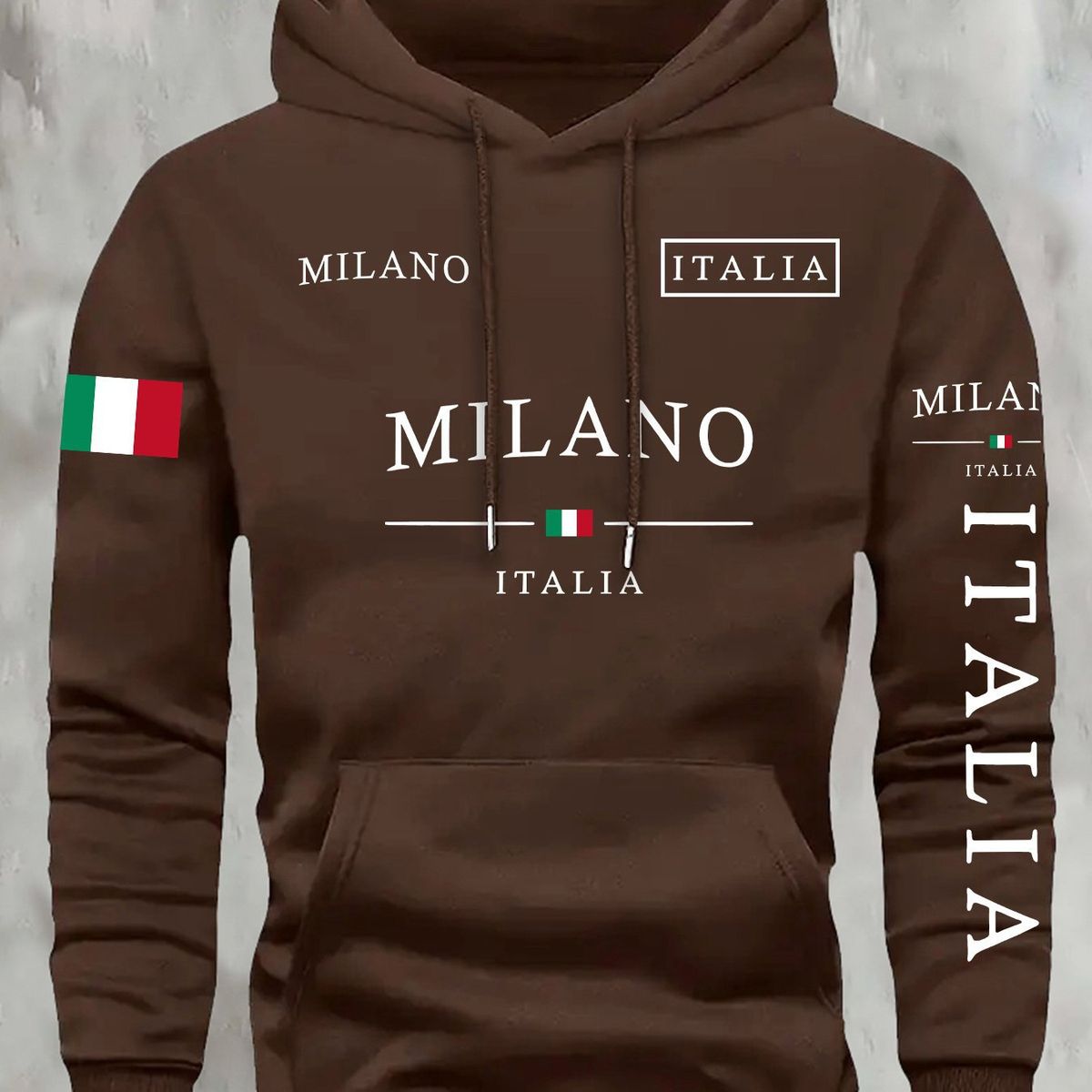 MILANO Letter Men Hoodies American Flag Hoodie Fur-liner Fleece Hoody Man Casual Spring Autumn Clothing_viptrois.com