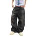 Men's Retro Washed Straight Leg Jeans Loose Fit Solid Color Casual Distressed Long Pants Hot Selling_viptrois.com