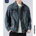 LKTM Men's Black Denim Jacket Vintage Washed Oversized Workwear Style Versatile Layering Unisex Streetwear Coat_viptrois.com