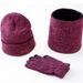 Winter Knit Scarf Hat Gloves Set – Ultra-Soft Acrylic Trio (Black/Grey/Wine, 20x29cm, Thick & Windproof, Unisex Cold-Weather Essential)_viptrois.com