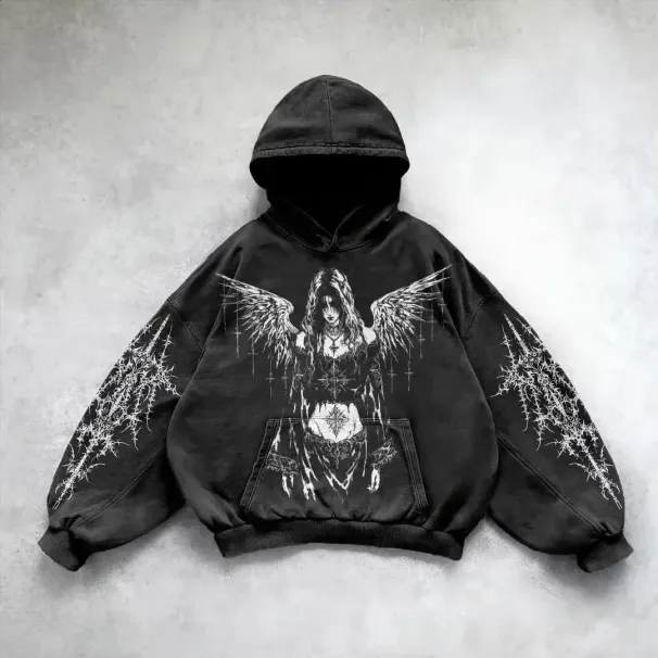 Y2k Vintage Fashion Print Zip Up Hoodies Haruku Hip Hop Long Sleeve Coats Loose Hooded Sweatshirt Men And Women_viptrois.com