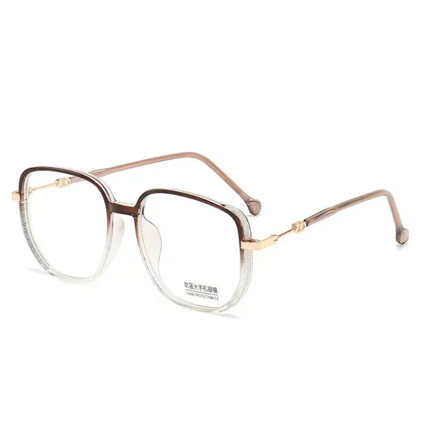 Summer Fashion Retro Square Metal Flash Frame Reading Glasses Gafas Women's Fashion Optical Glasses Anti Blue Light Reading Glasses_viptrois.com