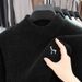 1 Cross-Border Winter Fleece-Lined Thickened 2025 New Half-Turtle Neck Embroidered Fashionable Warm High-End Men's Sweater_viptrois.com