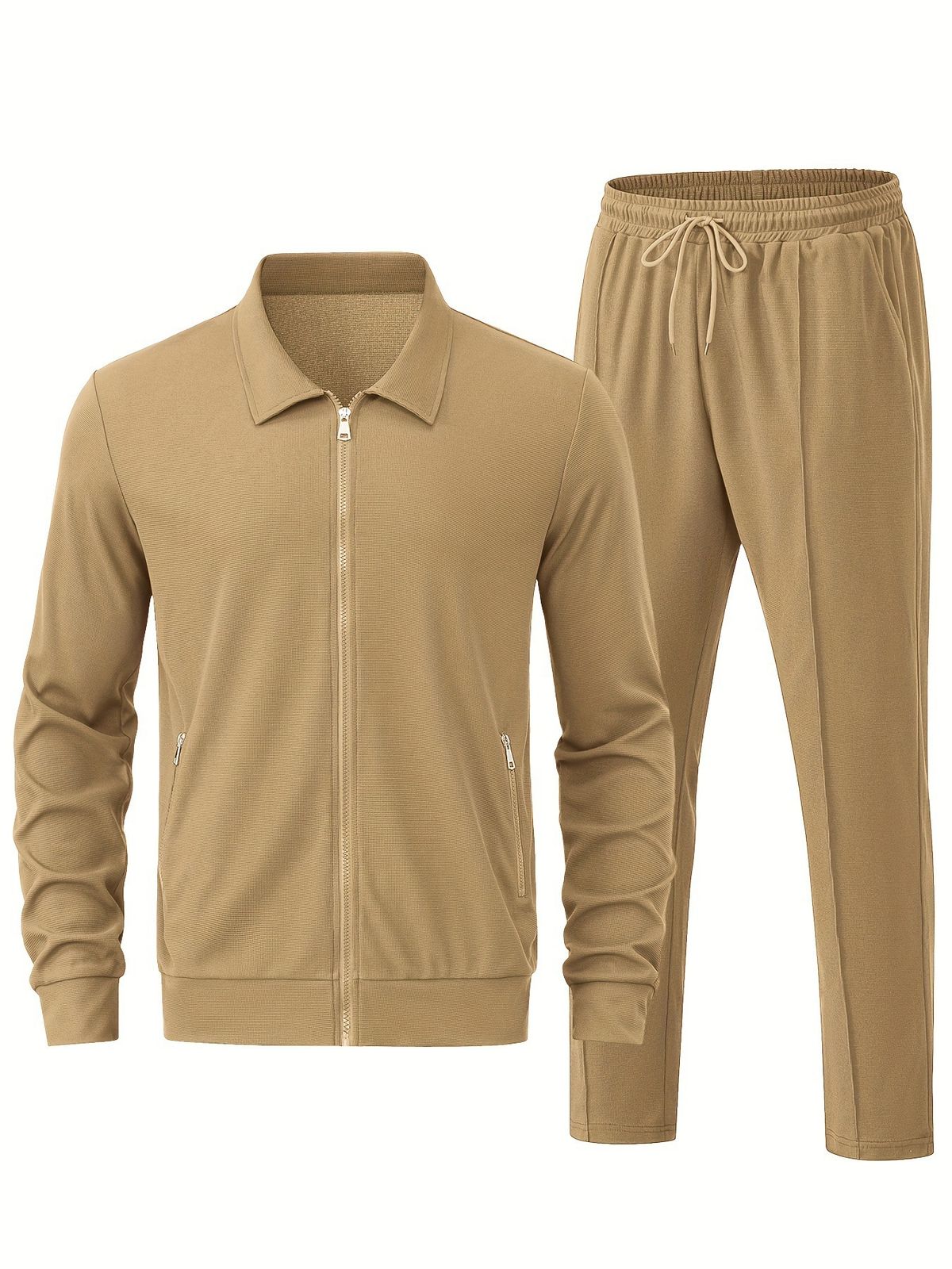 Men's Business Casual Sportswear Two Piece Set Waffle Knit Suit Spring New Style Hot Selling Clothing For Men_viptrois.com