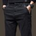 Men's Clothing Autumn Medium Thick Casual Pants Business Slim Straight Leg Elastic Trousers_viptrois.com