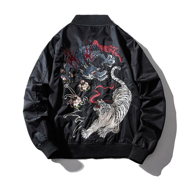 Embroidery Mens Bomber Jacket Dragon Tiger Autumn Winter Pilot Jacket Men Hip Hop Japanese Baseball Youth Jacket Streetwear Male_viptrois.com