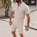 Men's Clothing New High End Style Bark Wrinkled Short Sleeved T Shirt Men's Tang Suit Shorts Top Suit_viptrois.com