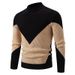 Loom Loom European Style Half Turtleneck Sweater For Men, Autumn And Winter New Fashion Color Block Crew Neck Knitwear, Versatile_viptrois.com