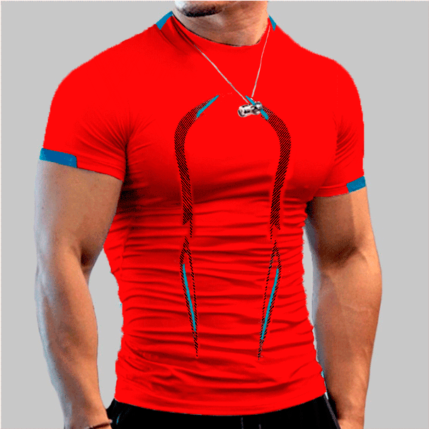 Summer men's fitness training breathable European size quick drying clothes Men's sports fashion short sleeved T-shirt_viptrois.com