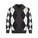 Retro Checkered Knit Sweater - Vintage-Inspired Collared Cardigan For Men & Women_viptrois.com