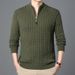 Men’s Cable Knit Sweater – Semi-Turtleneck Zip-Up Pullover, Breathable & Wrinkle-Resistant (Multiple Classic Colors)_viptrois.com