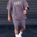 Men's Clothing Short Sleeved Suit Men's Summer New Fashion Trend Short Sleeved T Shirt Shorts Two Piece Suit_viptrois.com