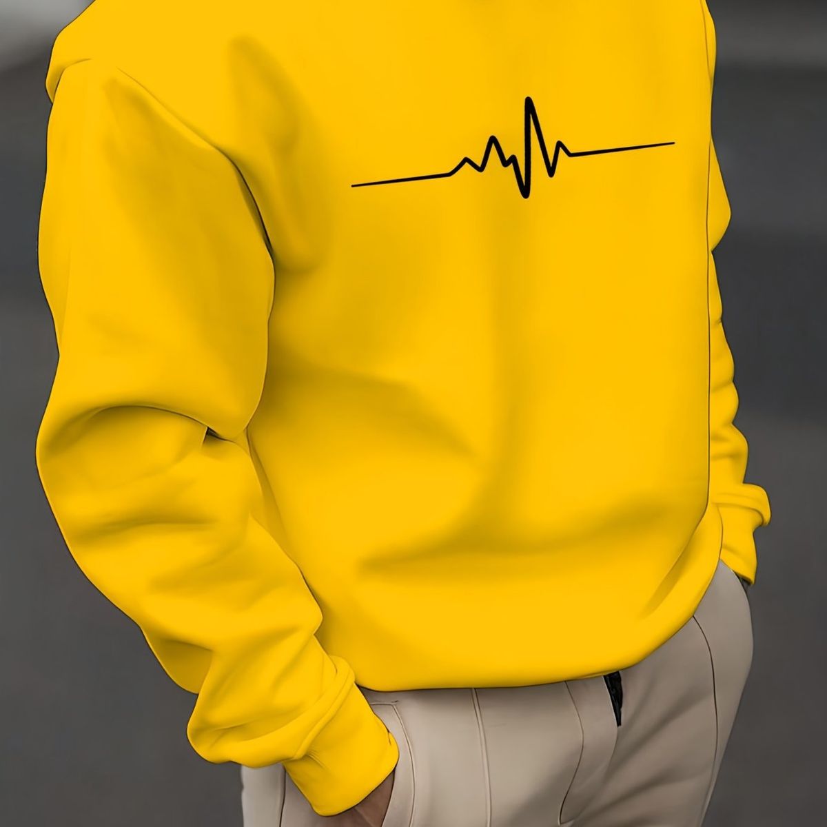 Unisex ECG Heartbeat Print Hoodie – Regular Fit (S-XXL, 96% Polyester, 350-400gsm, Graphic Pullover For Streetwear & Casual Wear)_viptrois.com
