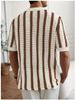 K Hollow Out Vertical Stripe Lapel Sweater, Knitted Sweater, Short Sleeved T-shirt, Men's Polo Shirt, Men's Cardigan_viptrois.com