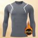 Men's Thermal Compression Base Layer – Fleece-Lined Long Sleeve Workout Shirt For Running, Gym & Outdoor Sports (XS-XXL EU/US Sizing) Black/Navy/Grey_viptrois.com
