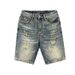 Men's Retro Washed Distressed Denim Shorts Trendy Cool Loose Straight Leg Five Quarter Length_viptrois.com