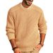 Men's Casual Knit Sweater – Soft Acrylic Round-Neck Pullover With Ribbed Hem (S-3XL, 4 Colors) | British-Inspired Loose Fit Long Sleeve Top_viptrois.com