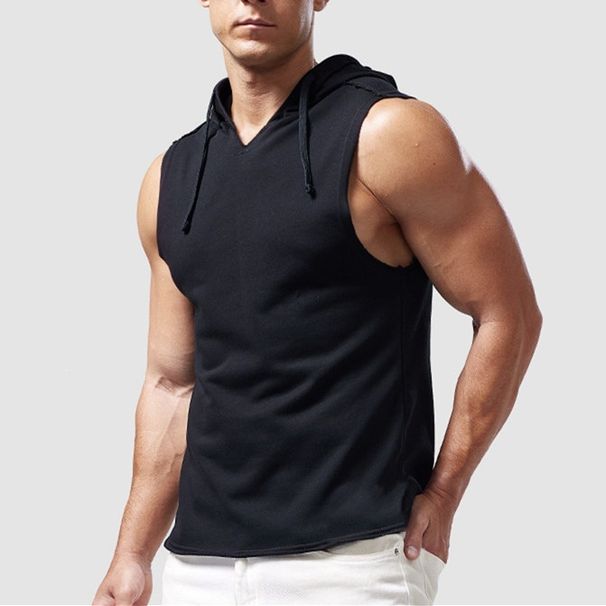 Men's Quick Drying Breathable Mesh Sleeveless Hooded Sports Vest Summer Thin Running Basketball Training Fitness Vest_viptrois.com
