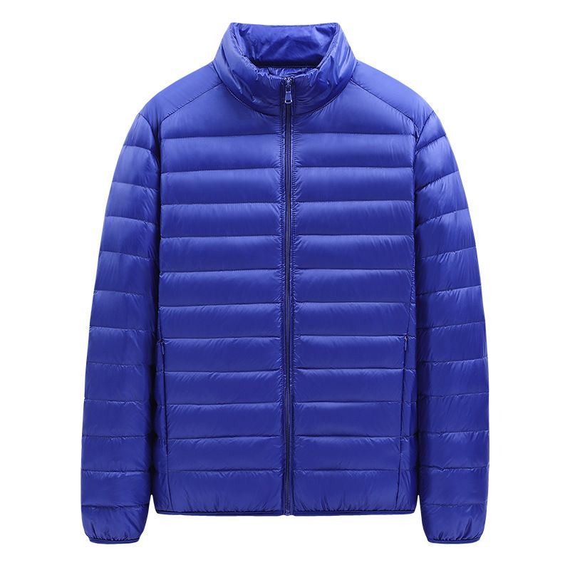 Men's Clothing Lightweight Short Down Jacket With White Duck Feather, Winter Fashion Warm Coat, Solid Color, Loose Fit, Stand Collar, Windproof_viptrois.com