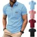 Summer New Men's Short Sleeved Polo Shirt Half Zipper Color Block Pocket Polo Shirt Fashion Casual Polo Collar Shirt_viptrois.com
