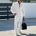Men's Casual Sporty Button-Up Shirt & Long Pants 2-Piece Set - Lightweight Cotton Blend, Comfort Fit For Spring/Autumn (S-XXXL, Multiple Colors)_viptrois.com