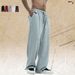 Terry Cotton Sports Casual Sweatpants, Thin Spring/Summer Style, Drawstring Loose-Fit Long Pants For Men_viptrois.com
