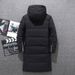 "Men's Long Down Jacket – 600FP White Duck Feather, Windproof & Lightweight (Hooded, Multi-Pocket, Slim Fit For Business Casual)"_viptrois.com