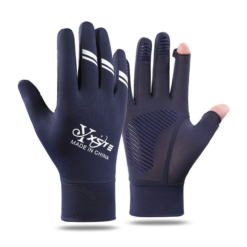 Cycling Gloves Sun Protection Gloves For Men Summer Fingerless Thin Ice Silk Breathable Letter Leak Two Finger Cycling Driving Fishing Gloves_viptrois.com