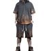 2024 Men's Flame Series Printed Leisure Sports Short Sleeved Shorts Set_viptrois.com