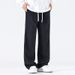 Men's Drawstring Elastic Waist Jeans Straight Leg Spring Summer American High Street Men's Casual Pants_viptrois.com
