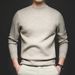 Men's Slim-Fit Mock Neck Sweater – Autumn Solid Color Knit Pullover, Lightweight Layering Essential For Business & Casual Wear_viptrois.com