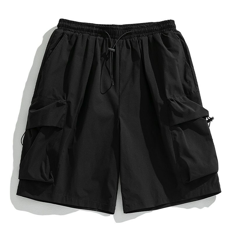 Men's 3D Large Pocket Loose Cargo Shorts Summer Casual Elastic Drawstring Sporty And Functional Japanese Style Casual Pants_viptrois.com
