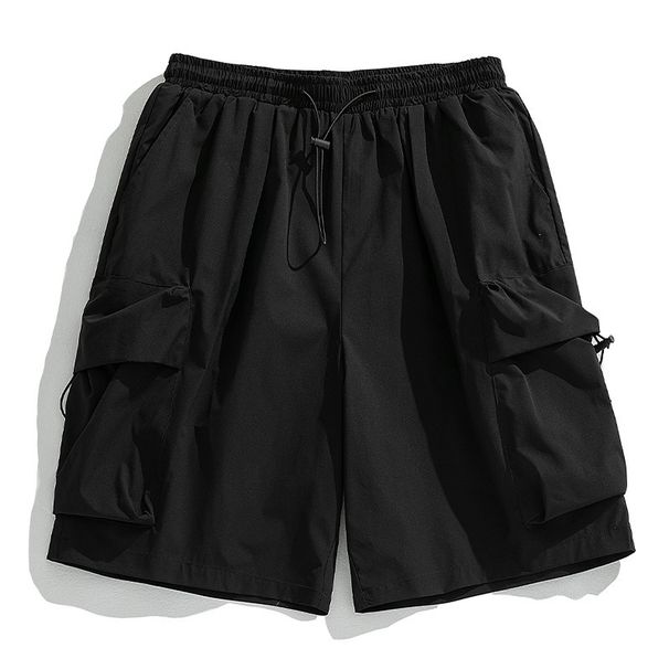 Men's 3D Large Pocket Loose Cargo Shorts Summer Casual Elastic Drawstring Sporty And Functional Japanese Style Casual Pants_viptrois.com